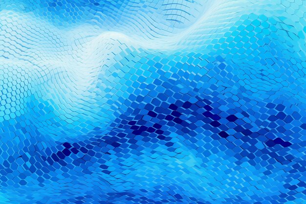 abstract blue background with a mosaic of squares in the form of a wave