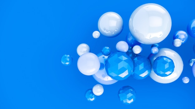 Abstract blue background with spherical bubbles