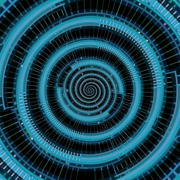 Photo abstract blue background with spiral swirling radial futuristic pattern