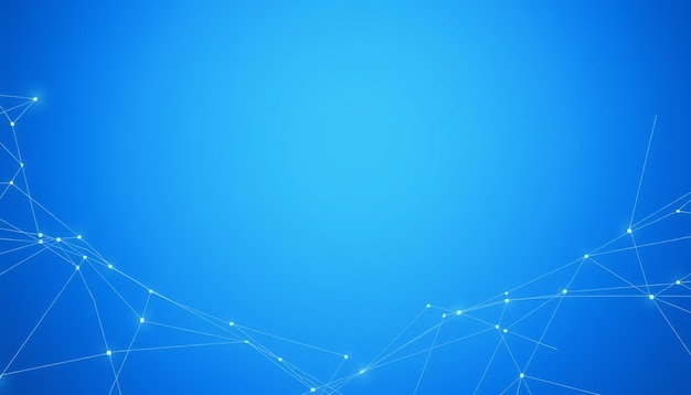 색 선과 점이 있는 추상적인 파란색 배경