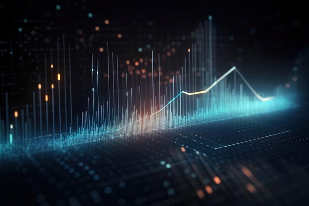 交差する線と点を持つ抽象的な青と黒の背景 ジェネレーティブ AI