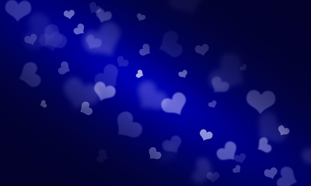 Abstract blue bokeh hearts background