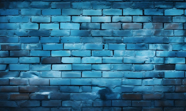 Photo abstract blue brick wall texture background