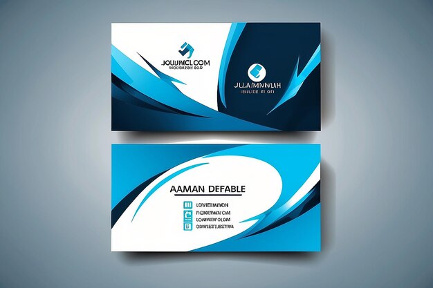 Photo abstract blue business card design template vector