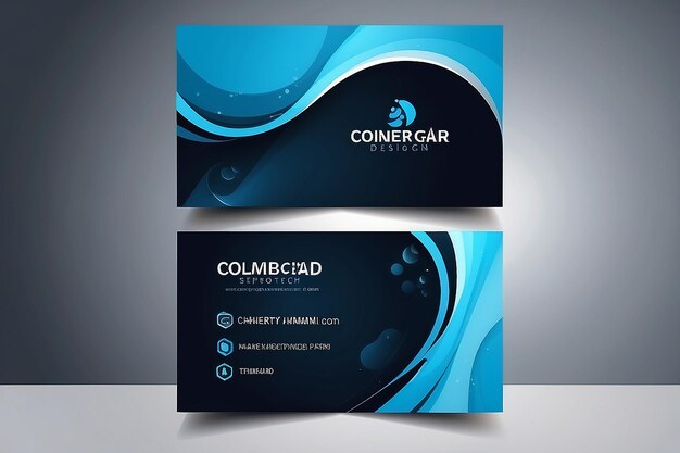 Abstract Blue Business Card Design Template Vector