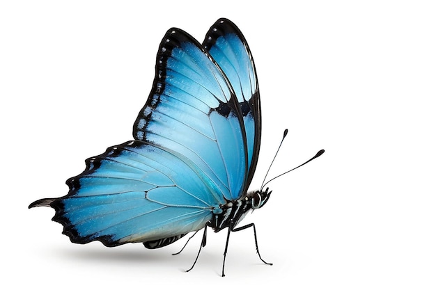 Photo abstract blue butterfly isolated on white