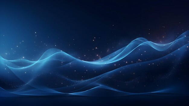 抽象的な青い色のデジタル粒子 波の背景
