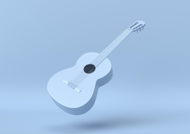 Abstract Blue color guitar, modern minimalist, 3d rendering