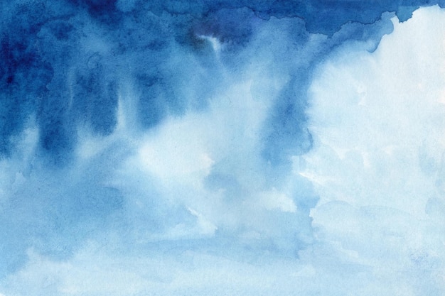 Абстрактный синий красочный ручной рисунок акварелью фон