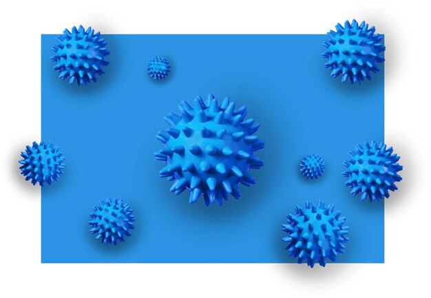 青色の背景に抽象的な青いコロノ ウイルス分子コロノ ウイルスの広がりの概念