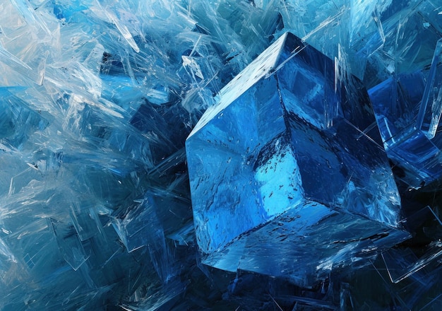 Abstract Blue Crystal Formation