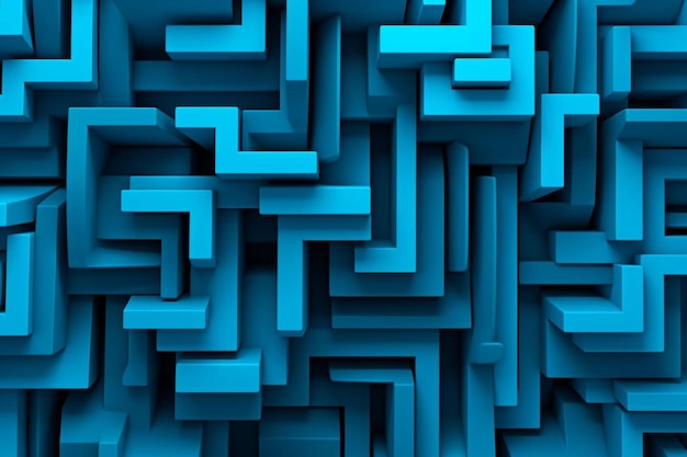 abstract blue cubes in a square with a black background.