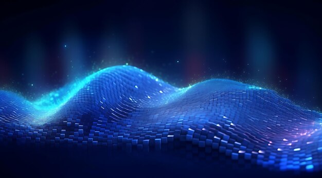 Abstract Blue Digital Technology Wave Background