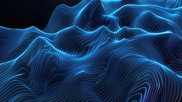 Photo abstract blue digital waves background