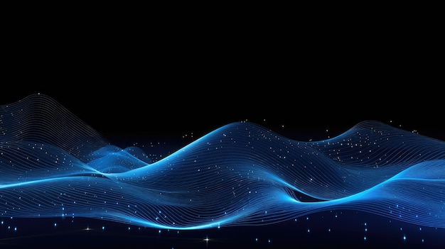 Abstract Blue Digital Waves Technology Background