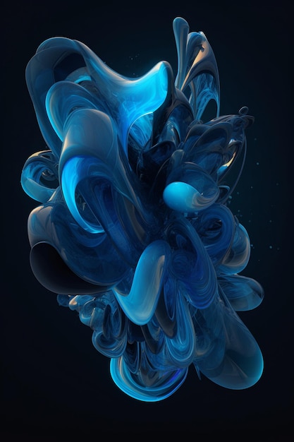 Abstract Blue Dynamic Shapes Ai generative