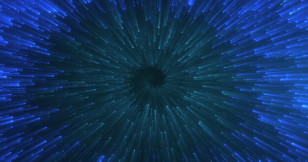 Photo abstract blue energy magical glowing spiral swirl tunnel particle background with bokeh effect