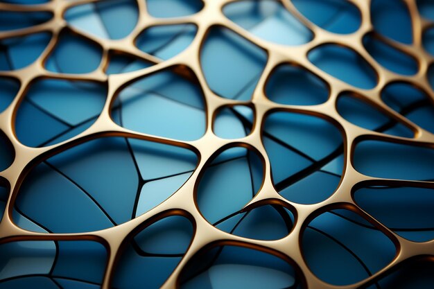 Abstract blue extruded voronoi blocks background