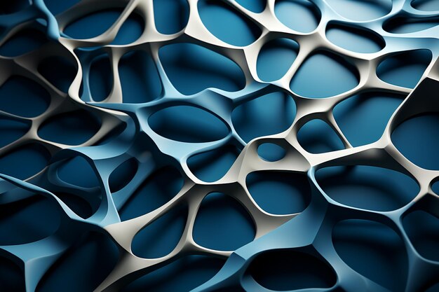 Abstract blue extruded voronoi blocks background