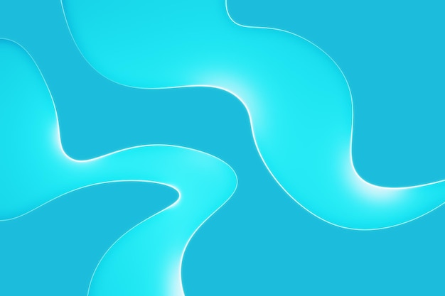 波と線のデザインとランディング ページのコンセプト 3 d レンダリングと抽象的な青いファンタジー背景