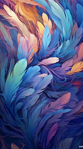 Abstract Blue Feather Wallart Mockup Generatieve AI