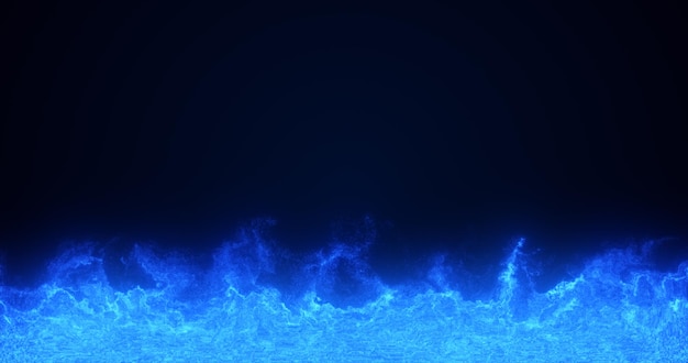 Photo abstract blue flame fire energy magical from smoke fog glowing bright electric small particles