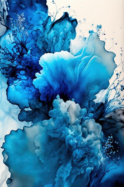 Photo abstract blue fluid art background