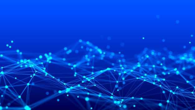 abstract blue futuristic background technological wave of information data flow 3d rendering