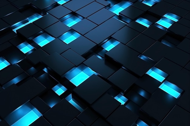 Abstract blue futuristic blocks background scifi illustration ai generated