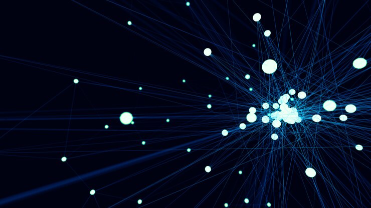 Abstract blue futuristic technology network node