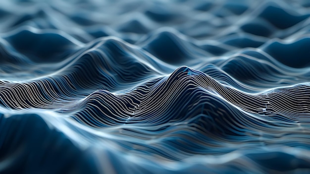 Абстрактные синие футуристические волны фона Концепция визуализации цифрового звука