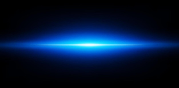写真 ライトビームの背景を持つ抽象的な青い輝きの背景