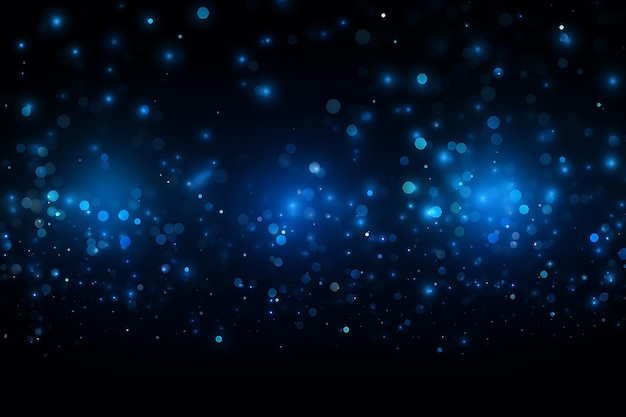 Photo abstract blue glowing bokeh black background