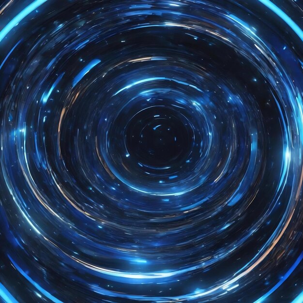 写真 抽象的な青い輝く円 エネルギー 未来的なコンピュータ デジタル ハイテク 旋回する抽象的な背景