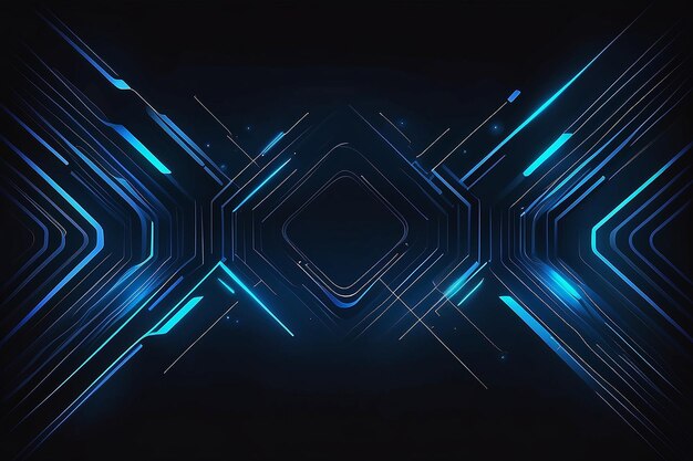 Photo abstract blue glowing geometric lines on dark background modern shiny blue rounded square lines pattern