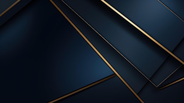 Абстракт Синие и золотые геометрические линии Рамка шаблона ИИ сгенерирован