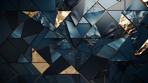 Abstract blue and gold waved shapes background