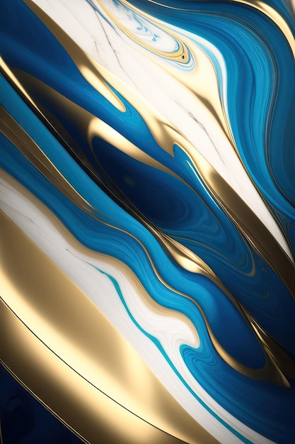 Abstract blue gold and white marble background