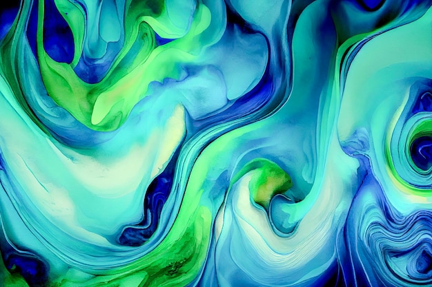 Abstract blue and green paint Generative AI