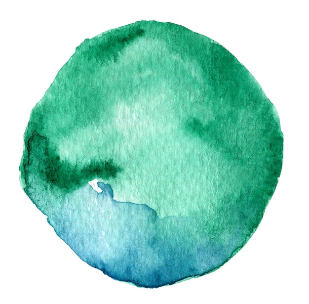 Photo abstract blue and green watercolor round splash on white background