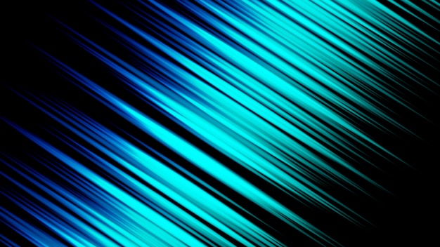 Photo abstract blue greenlight and stripes moving fast over dark background