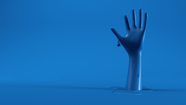 Abstract blue hand melting