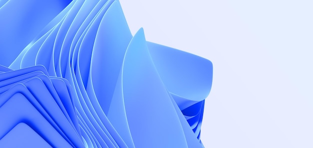 Abstract blue layered background 3d render Folded paper sheets or fabric ribbons with wavy curved edges modern composition of rolled pages with folds Fashion wallpaper banner