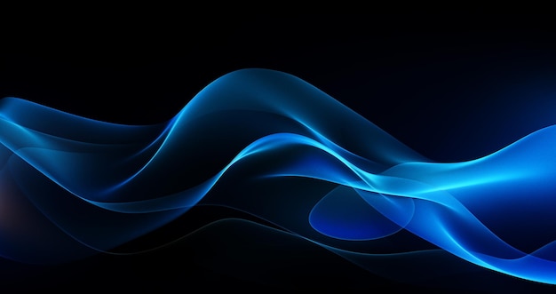 Фото Абстрактная синяя световая волновая форма гладкий синий световой полосатый волновой фон