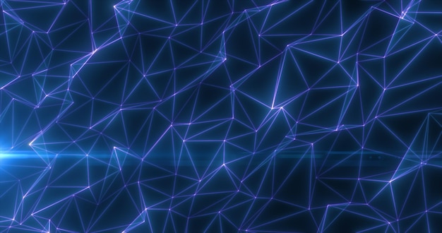 Абстрактные синие линии и треугольники, светящиеся высокотехнологичной цифровой энергией, абстрактный фон