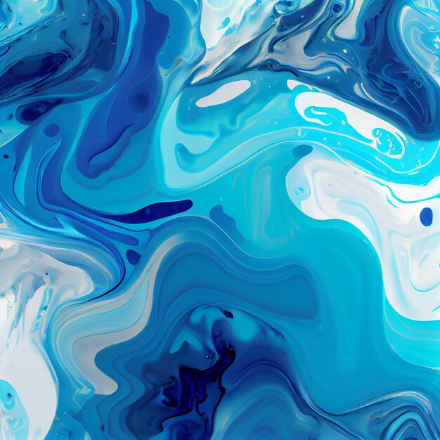 Abstract Blue Liquid Acrylic Illustration in Luxury Marble Tile Texture Fluid Art