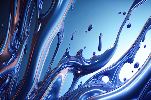 Abstract blue liquid Generative AI