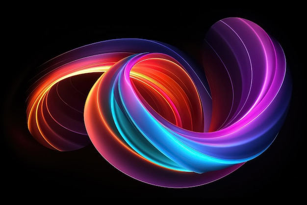 円の抽象的な青いネオン背景 光効果のラジアルネオン背景