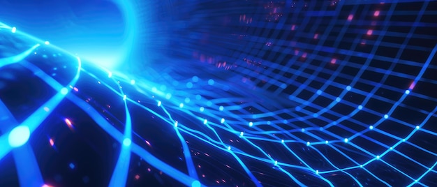 Абстрактная технология синей неоновой световой сетки
