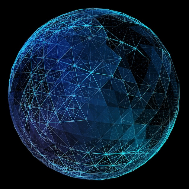 Photo abstract blue network globe. technology concept of global communication.